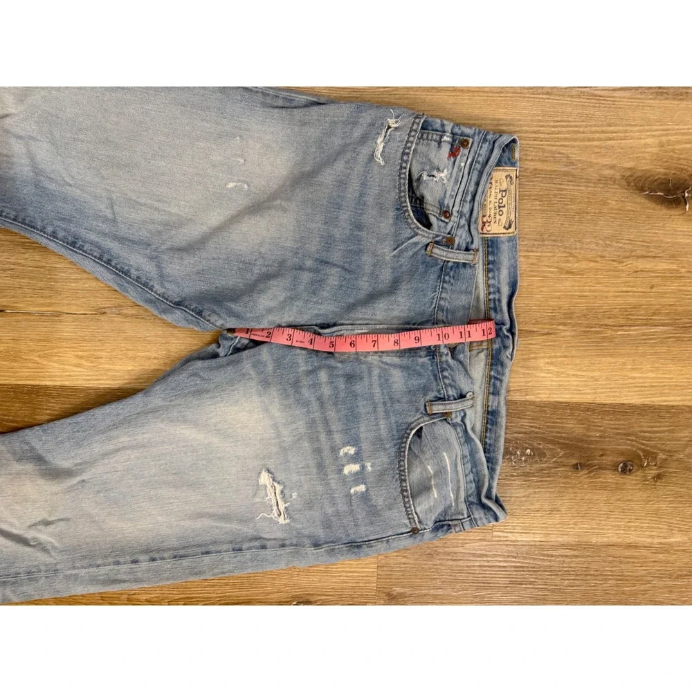 Polo‎ Ralph Lauren Varick Slim Straight Distressed Light Wash Blue Jeans 36x32